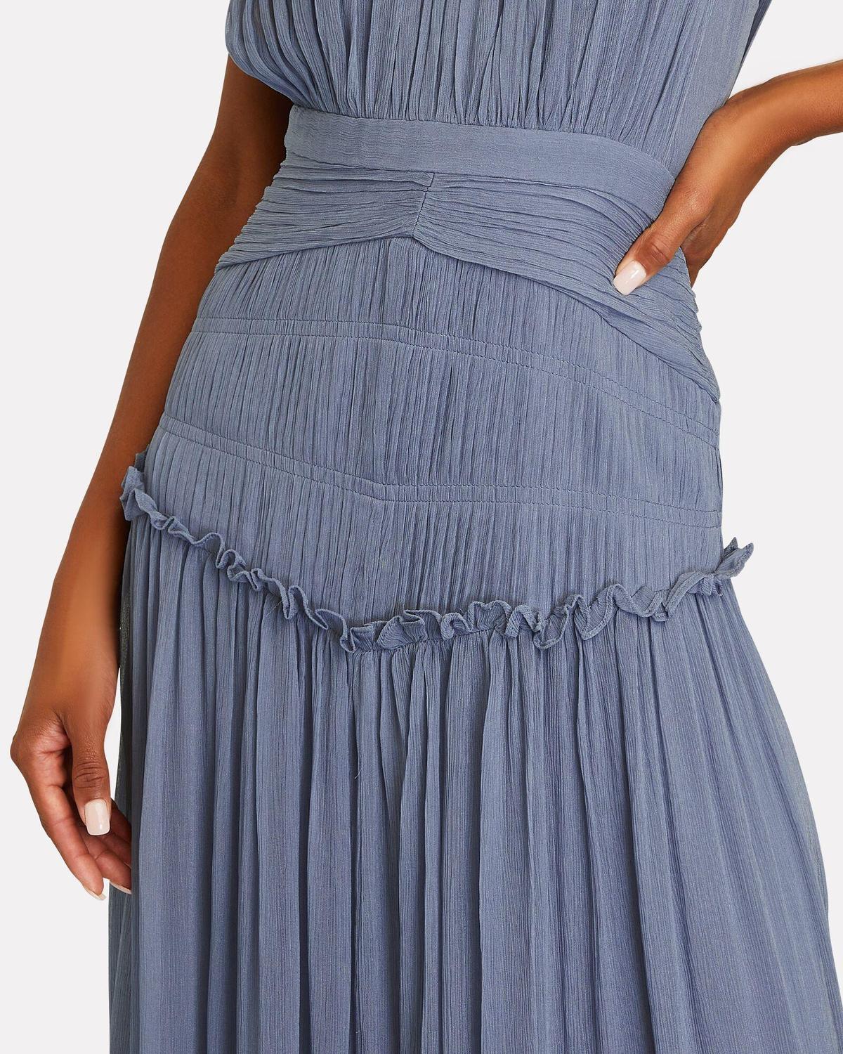 Shona Joy Kayla High Neck Midi Dress Blue Size 8 photo 2