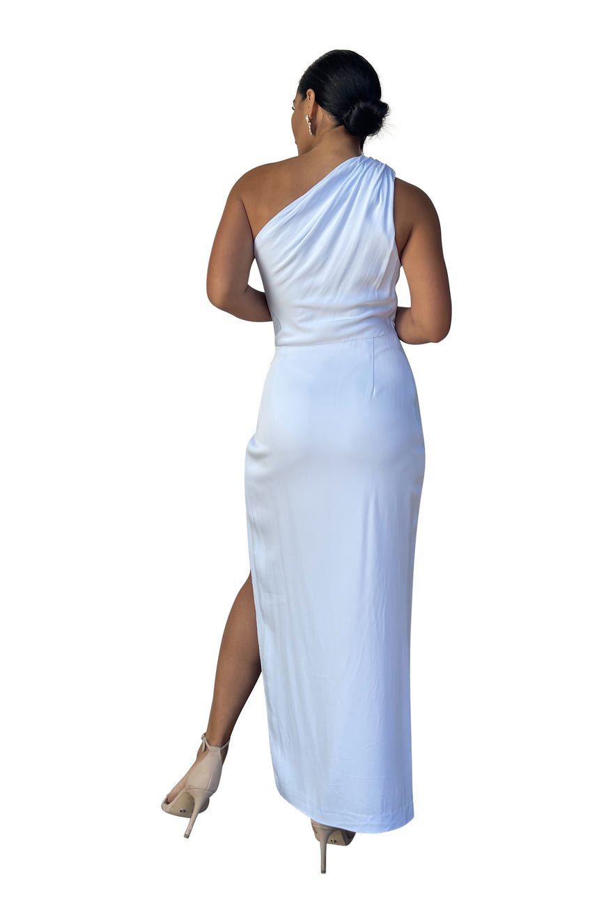 Sofia The Label May Draped One Shoulder Gown- Powder Blue photo 3