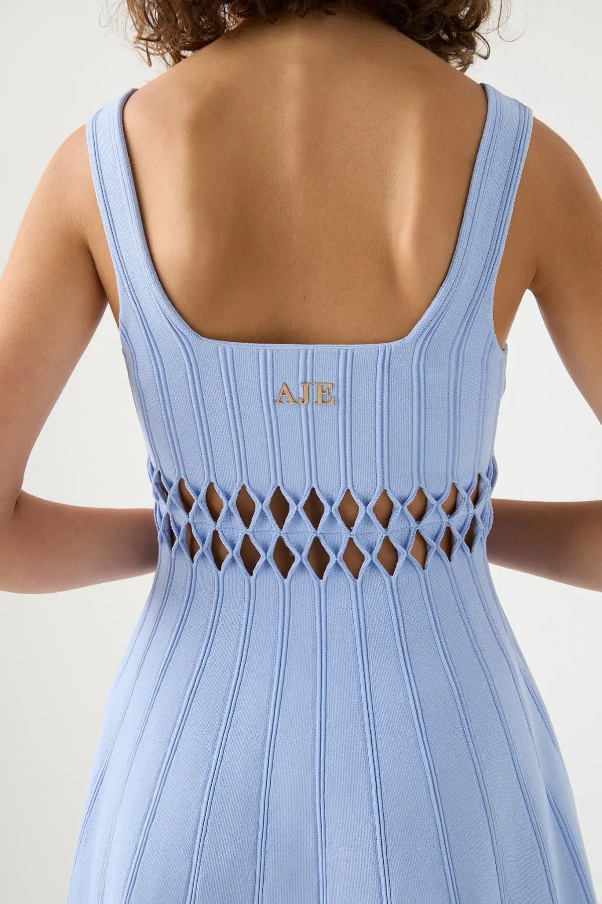 Aje Ney Diamond Cut Out Mini Dress Sky Blue Size 8 photo 2