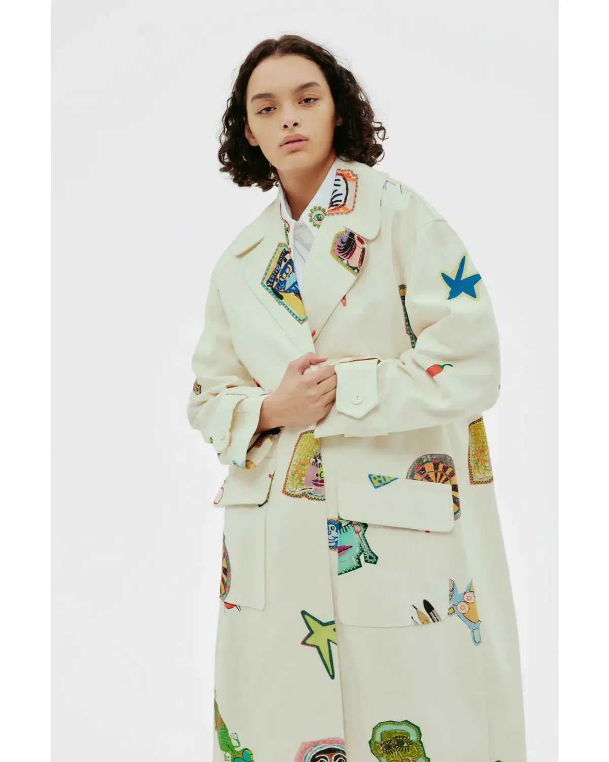 Alemais Checkers Coat Cream Print Size AU 16 photo 3