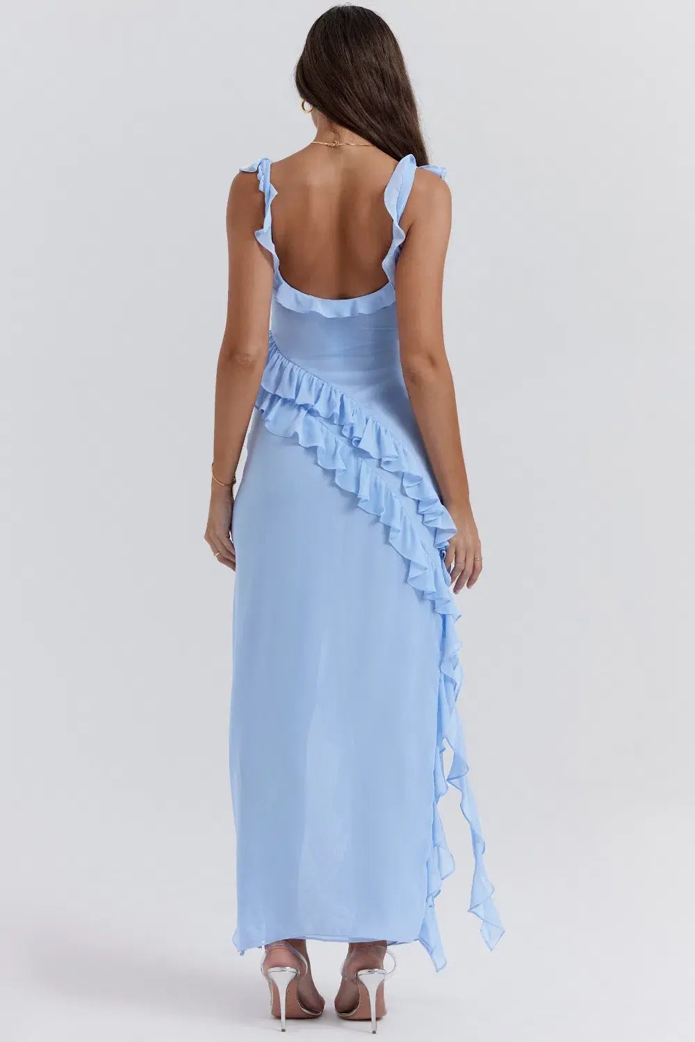 House of CB Ariela Ruffle Maxi Dress in Soft Blue Size S / AU 8 photo 3