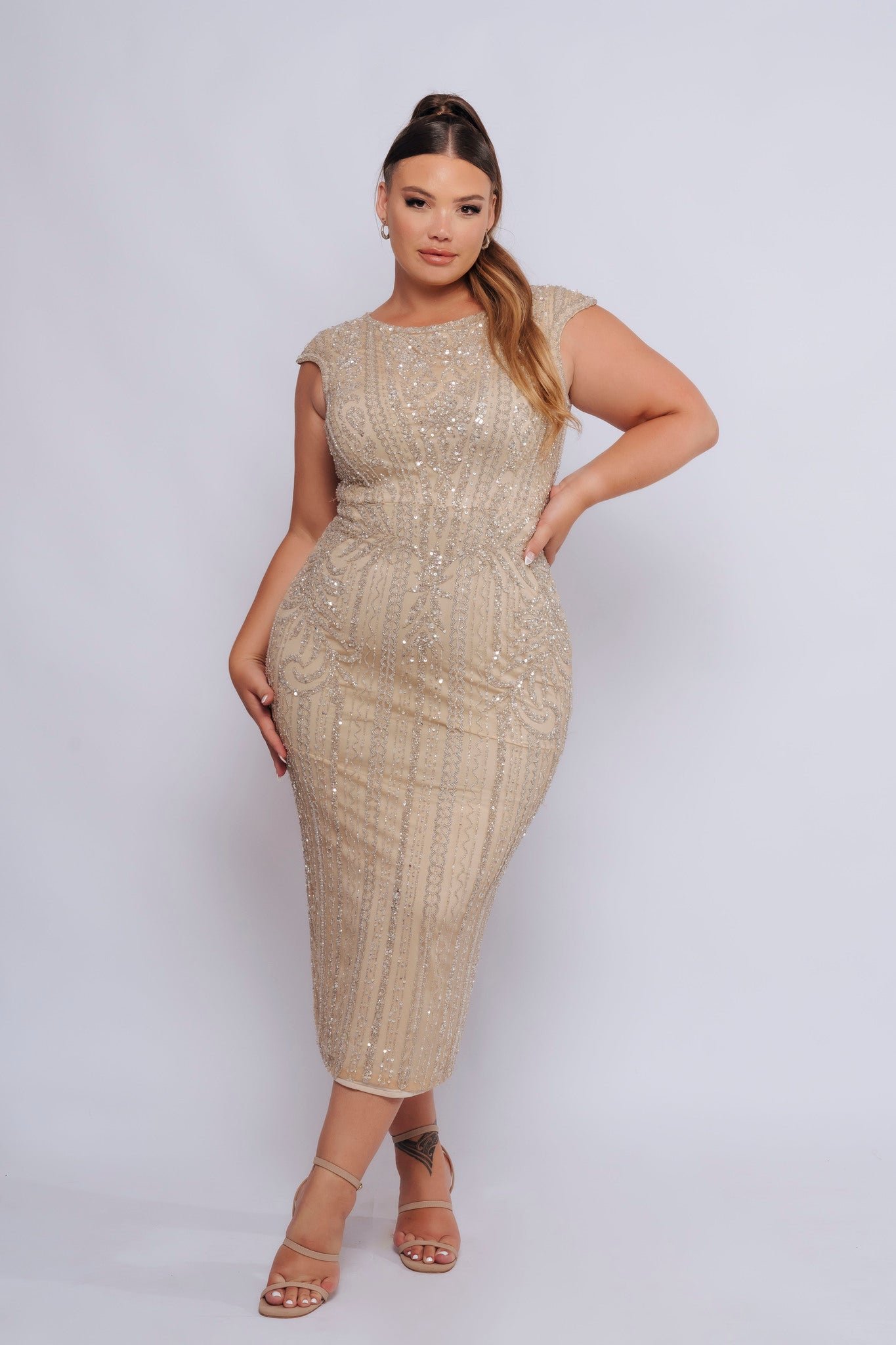 DIANA CAP SLEEVE BY MY SECRET WARDROBE NUDE photo 3