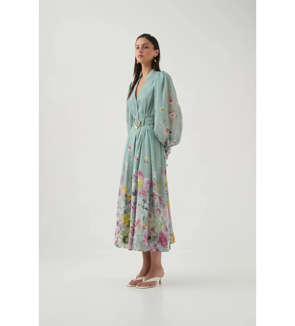 Aje Fleur Shirt Dress Mist Collage Floral Size 10 photo 2
