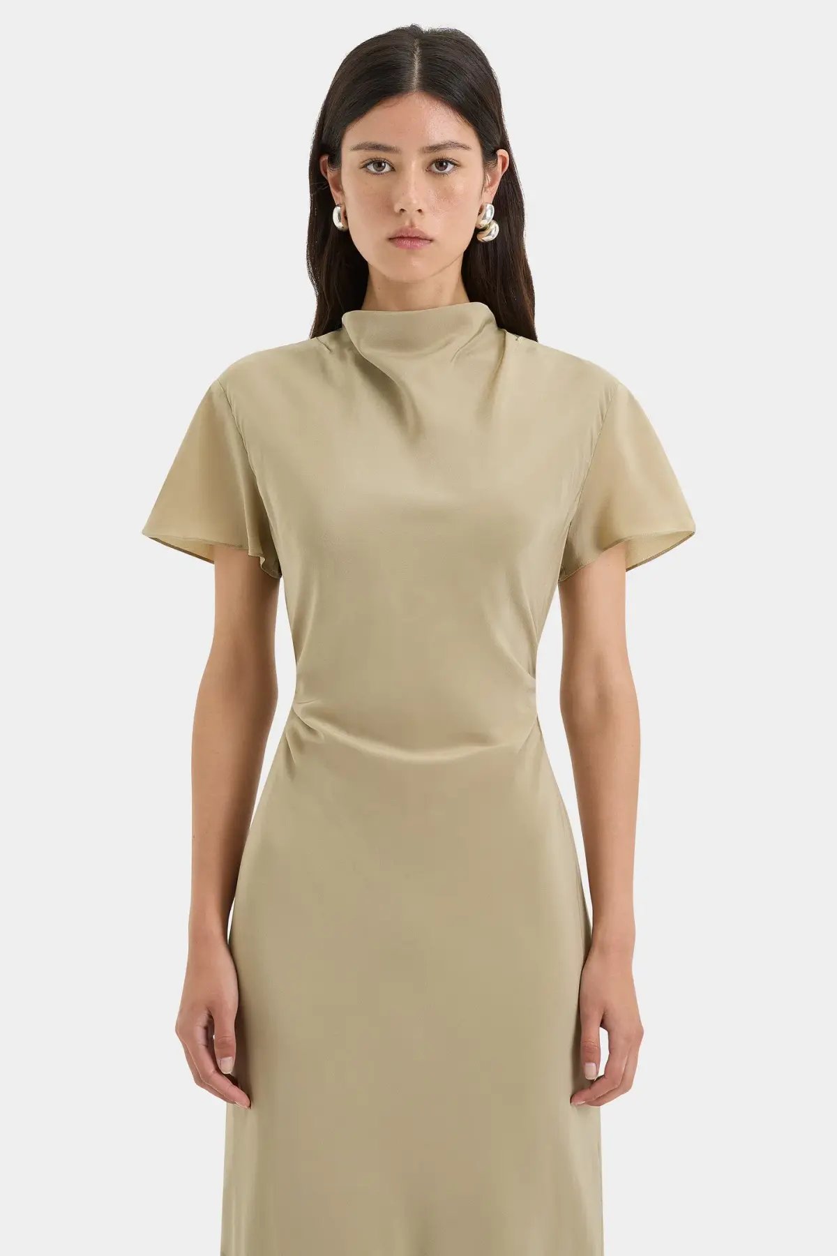 Sir the Label Seameadow Bias Dress Olive Size 2/Au 10 photo 2