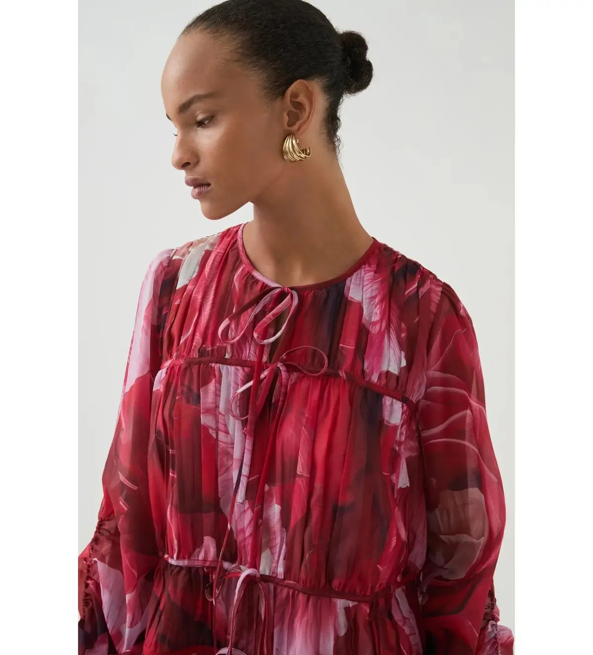 Aje Flora Mini Dress Prismatic Floral Red Size AU 16 photo 5