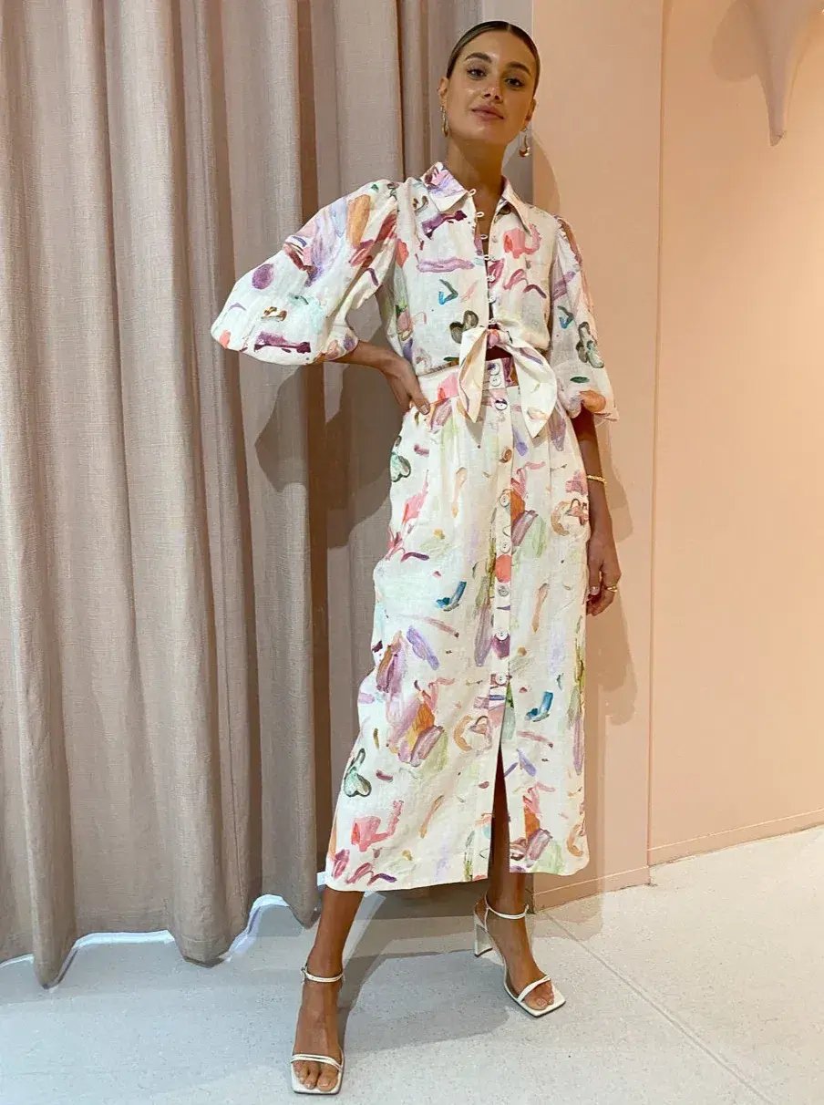 Alemais Annie Shirt Dress in Rose Print Size 14 photo 2