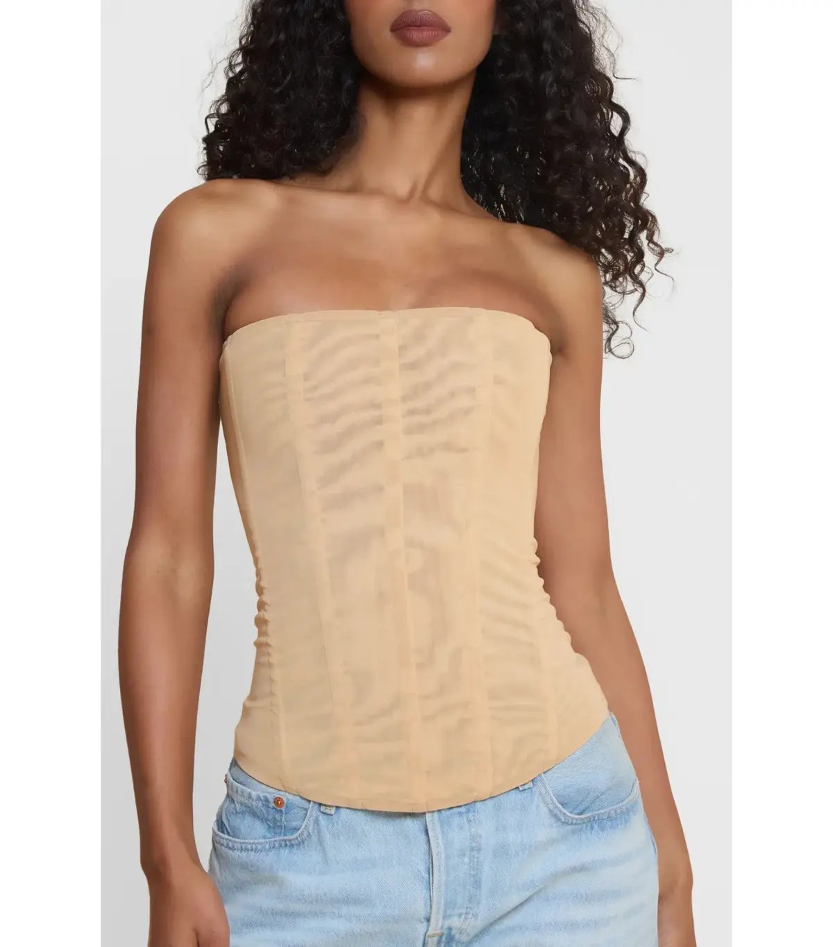 Leau Muse Mesh Corset Top Tan Size XS / AU 6 photo 2