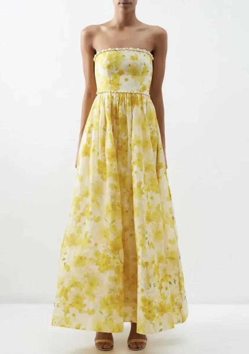 Zimmermann Wonderland Shell Embellished Silk Blend Gown Yellow Size 3 / AU 14 photo 3
