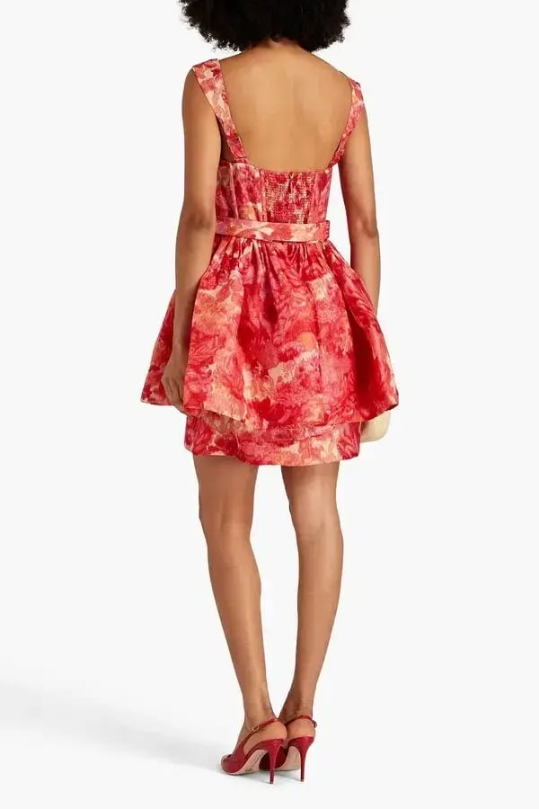Zimmermann High Tide Mini Dress in Pink Ikat Floral Size 1 / AU 10 photo 2