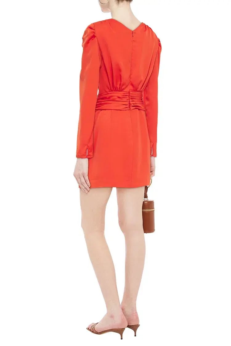 Nicholas Gathered Mini Dress Orange Size 8 photo 2
