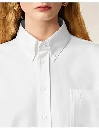 Ami CROPPED Long Sleeve BU SHIRT White Size 8 photo 2