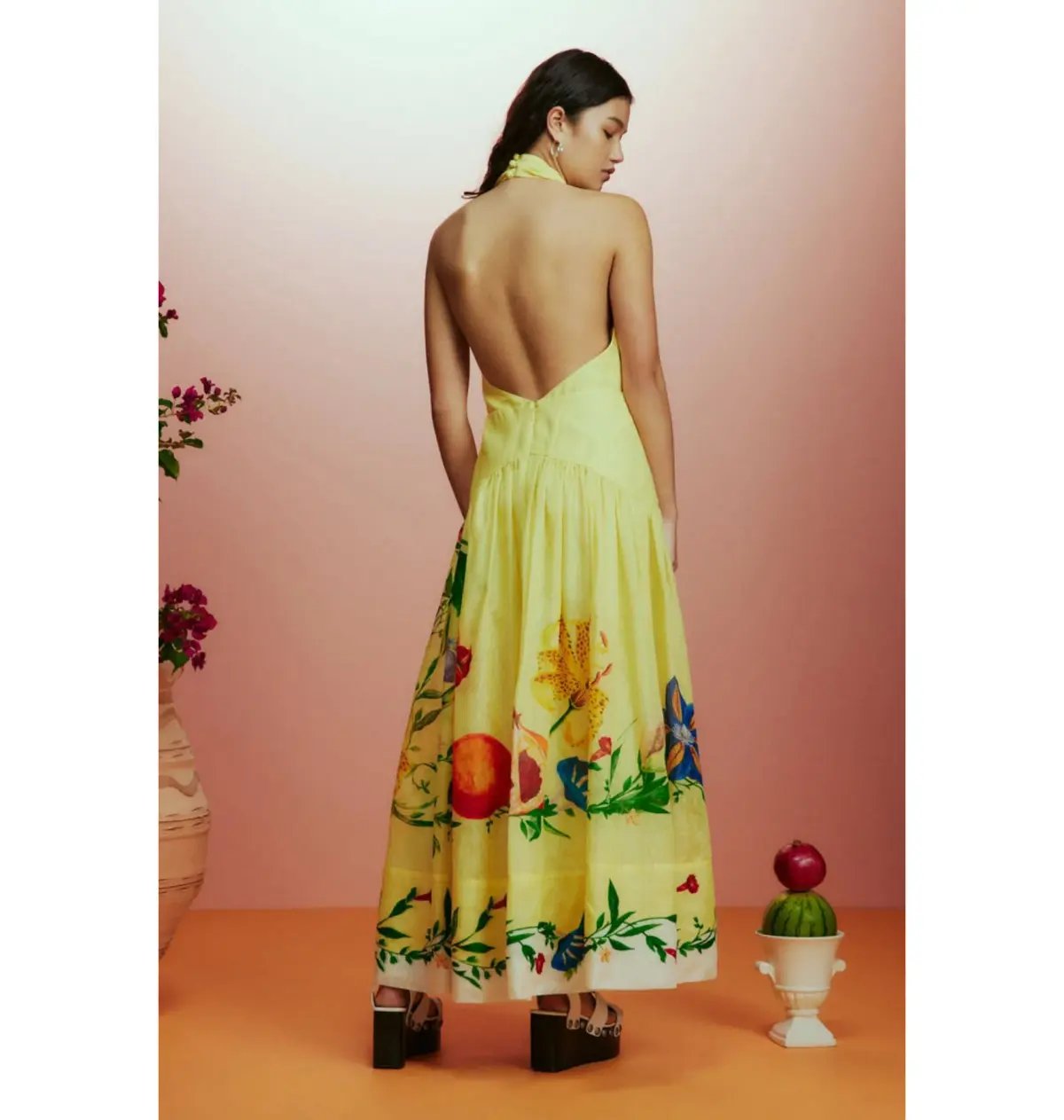 Alemais Dahlia Halter Gown Lemon Size AU 8 photo 3