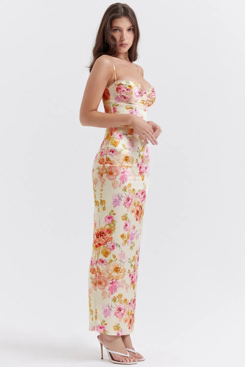 House of CB Josefina Maxi Dress Ivory Floral Size M / AU 10 photo 2