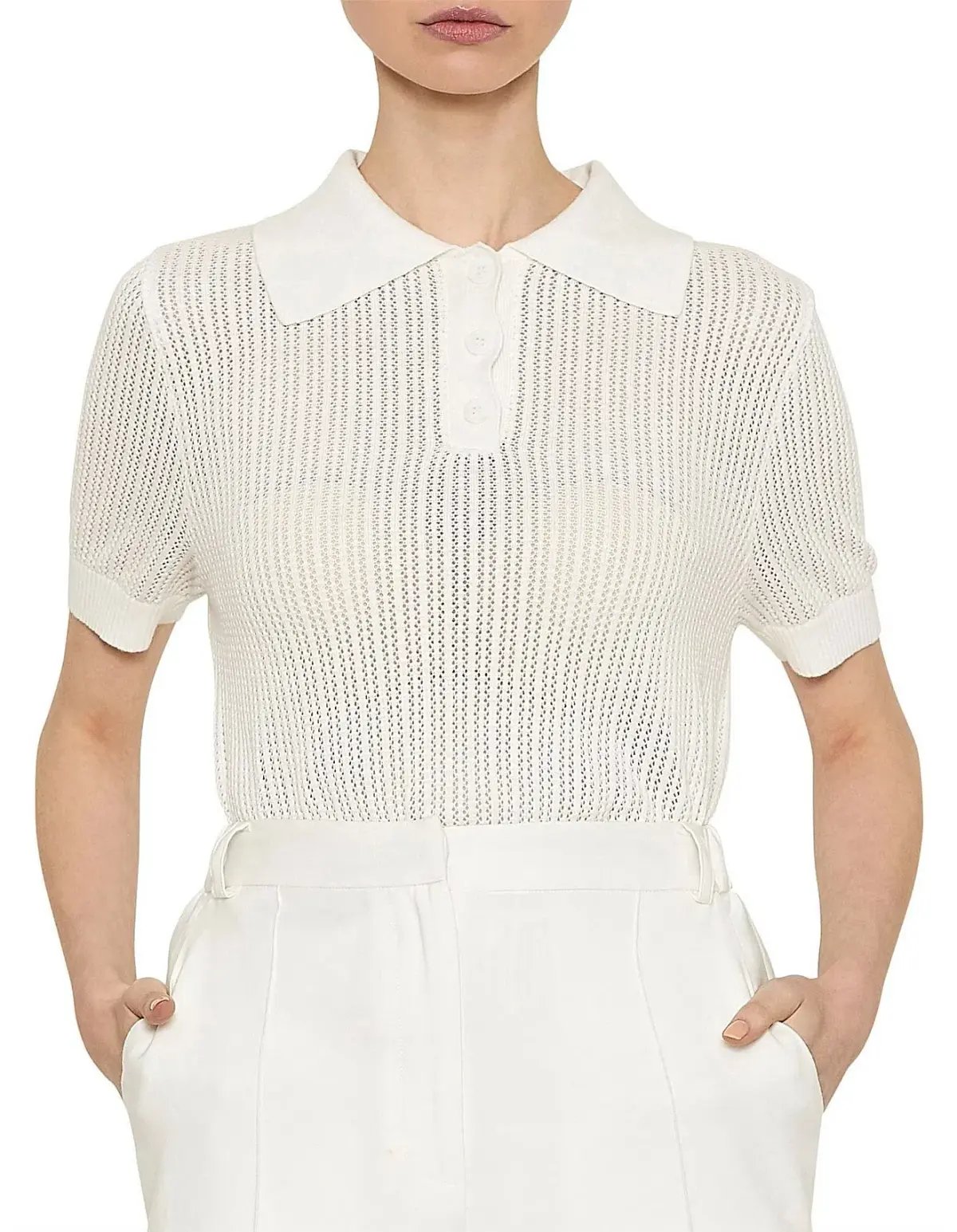 Viktoria & Woods Double Knit Polo Top White Size 1 / AU 8 photo 2