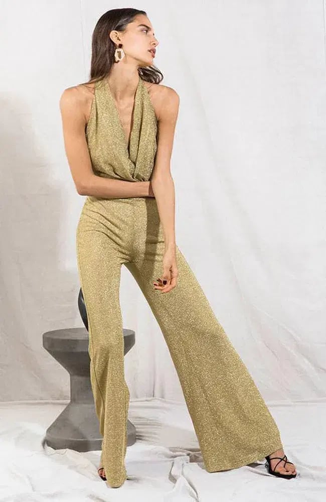MISHA Olivia Jumpsuit Gold Size 8/S photo 5