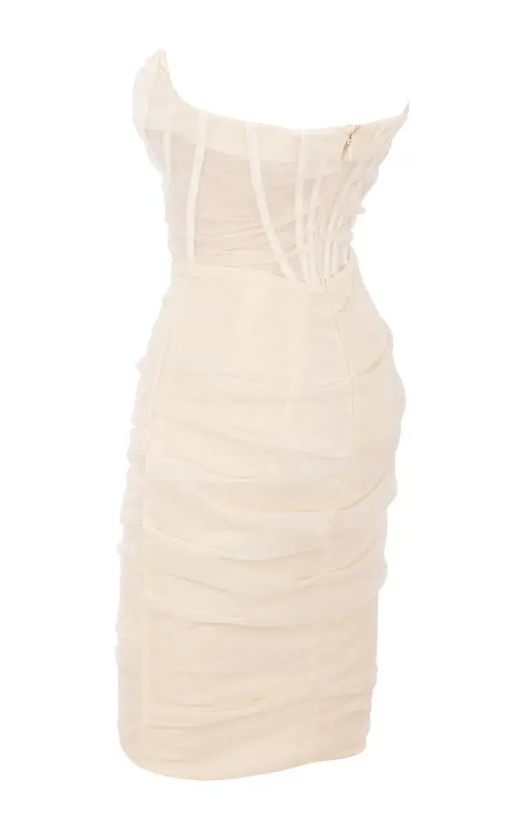 House of CB Leila Strapless Mesh Corset Dress Ivory Size XS/Au 6 photo 7