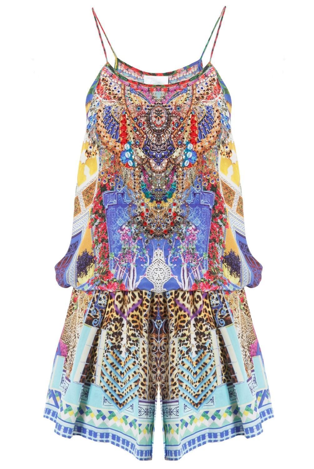 Camilla Bohemian Bounty Shoestring Strap Playsuit Blue Size 14 photo 2
