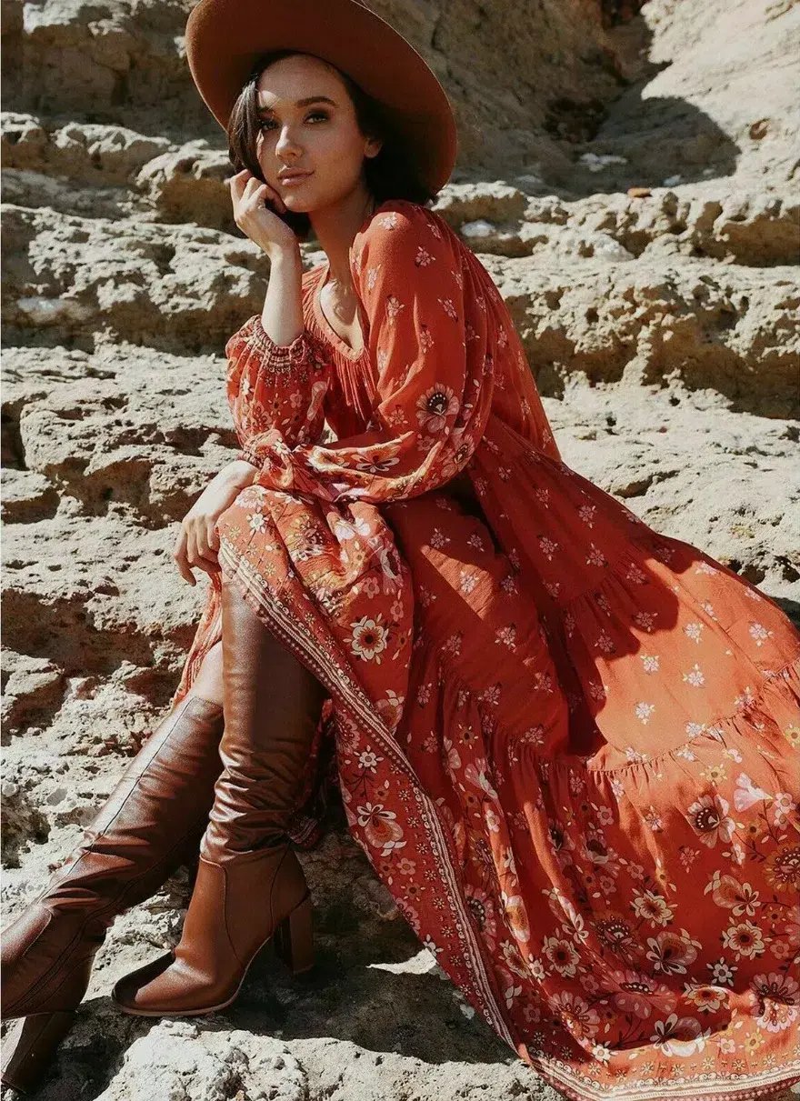 Spell & The Gypsy Joni Gown Oversized Red Size Medium Au 10 photo 2