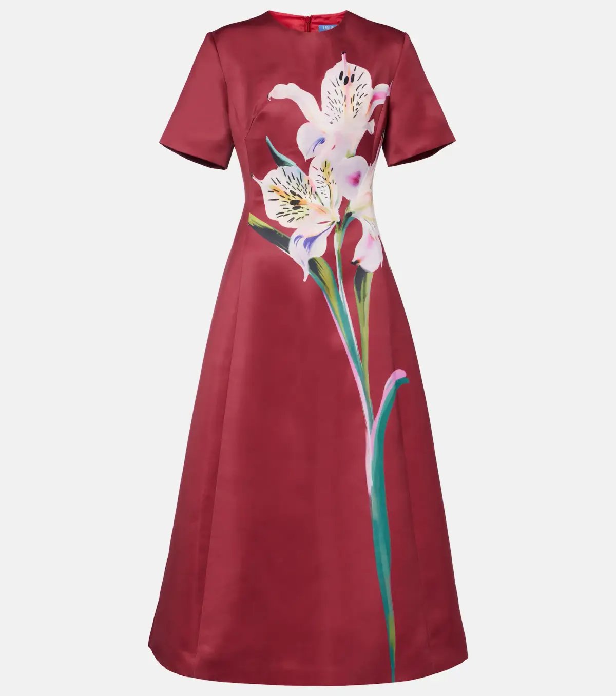 Leo Lin Caroline Short Sleeve Midi Dress Lily Print in Burgundy Size AU 8 photo 4