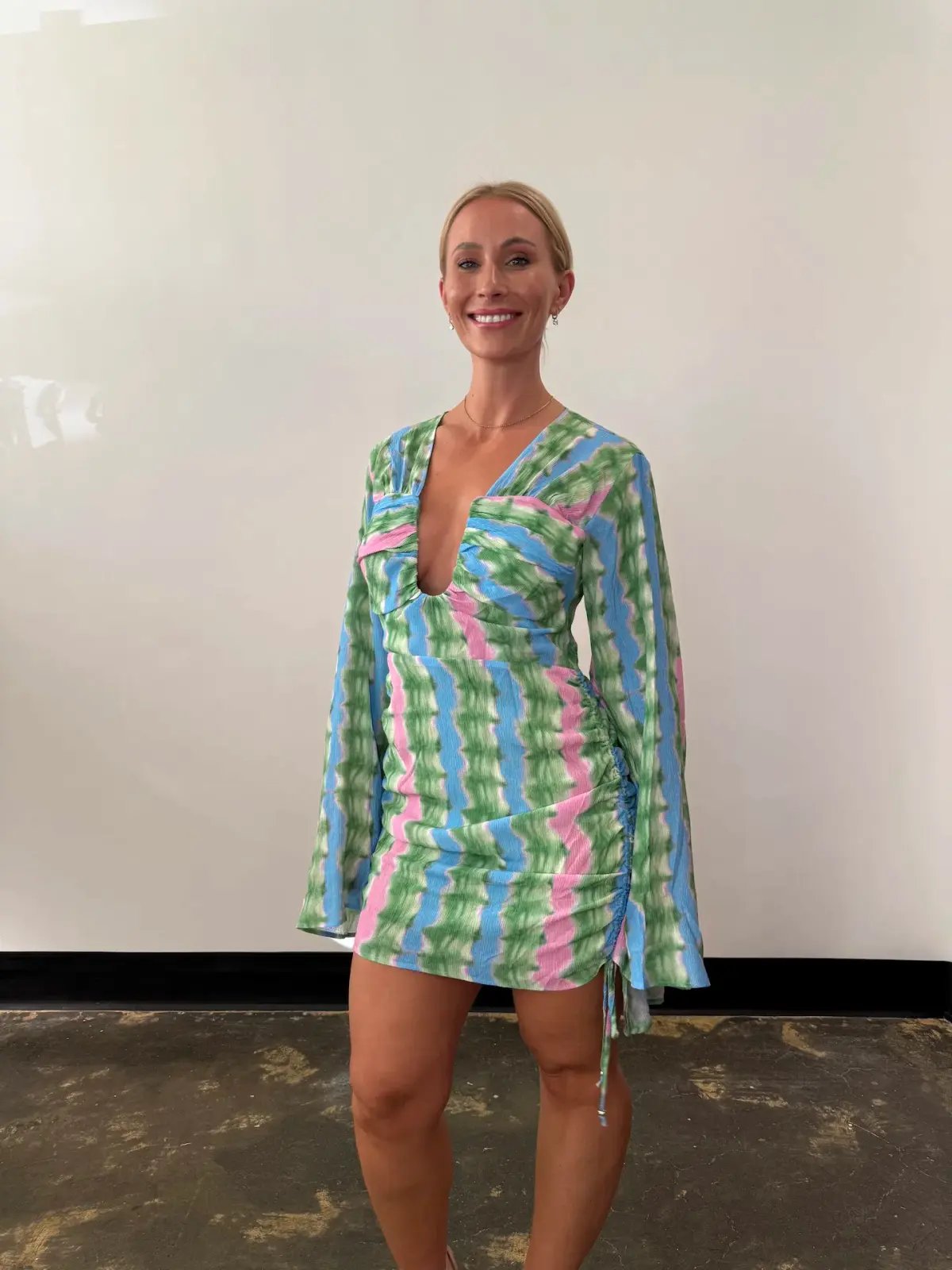 The Wolf Gang Zoya Mini Dress Tie Dye Stripe Size 12 photo 3