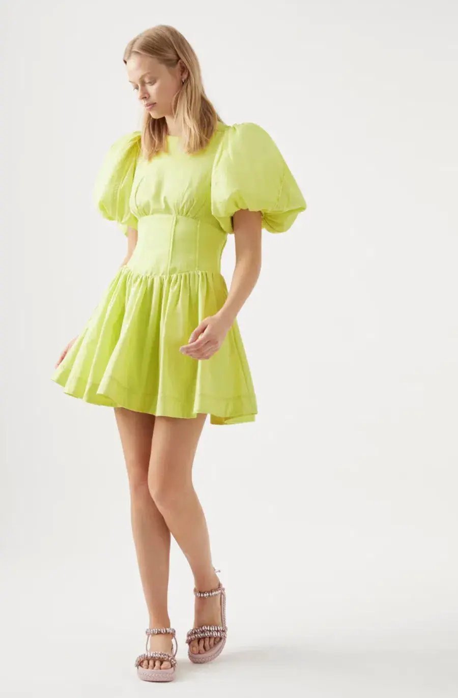Aje Gianna Puff Sleeve mini dress in Light Lemon Size 6 photo 2