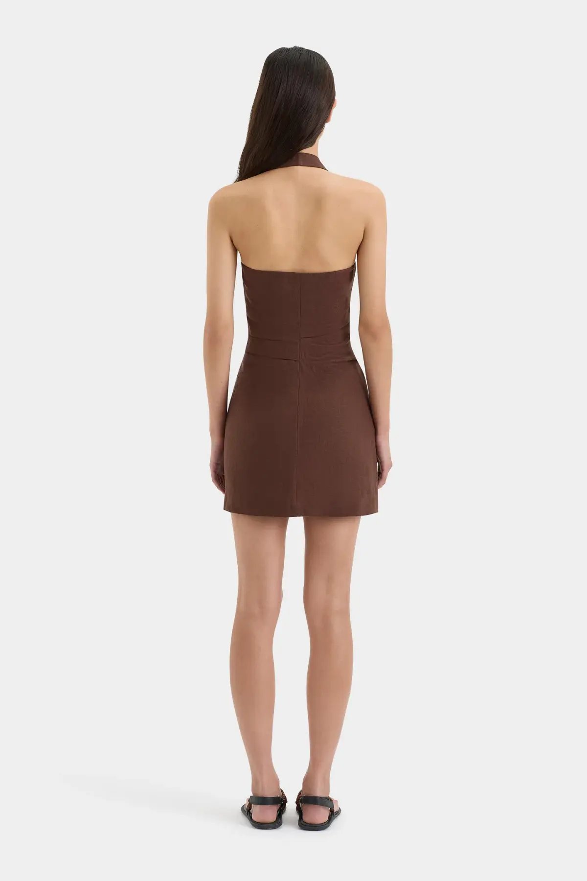 Sir the Label Noemi Halter Mini Dress in Chocolate Brown Size 1 photo 3