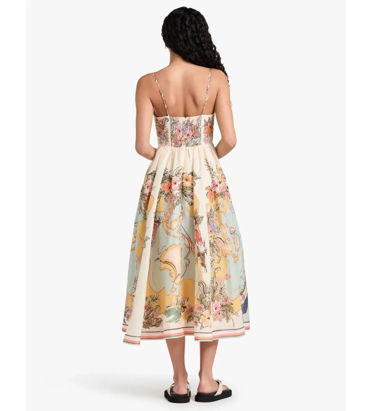 Zimmermann Tallow Tucked Bodice Midi Dress Nautical Map Size 2/AU 12 photo 4