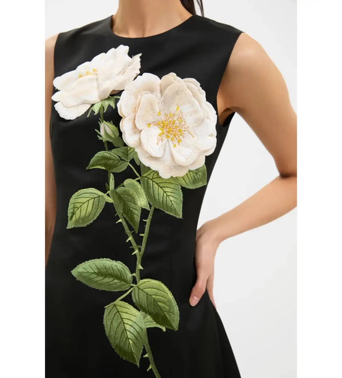 Leo Lin Cleo Embellished Sleeveless Midi Dress White Rose Print Size AU 14 photo 4
