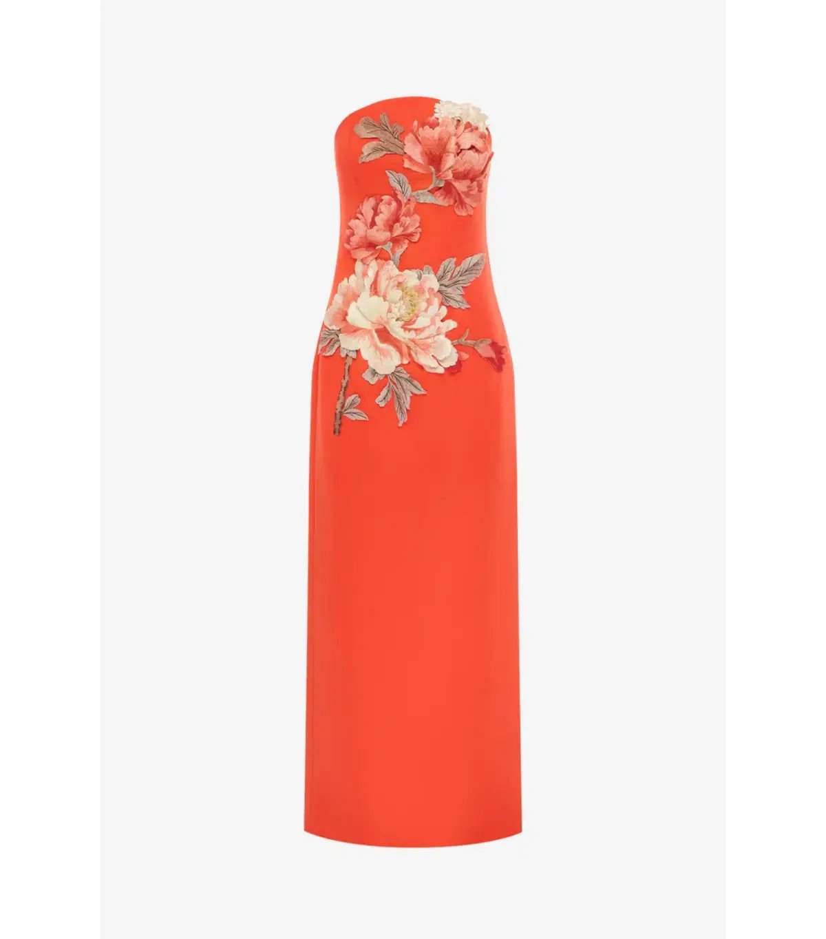 Leo Lin Ava Appliqué Floral Bustier Maxi Dress Saffron Size AU 10 photo 5