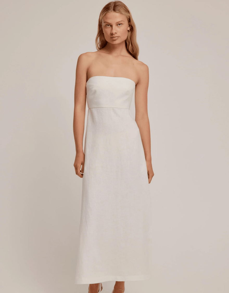Venroy Linen Strapless Midi Dress photo 3
