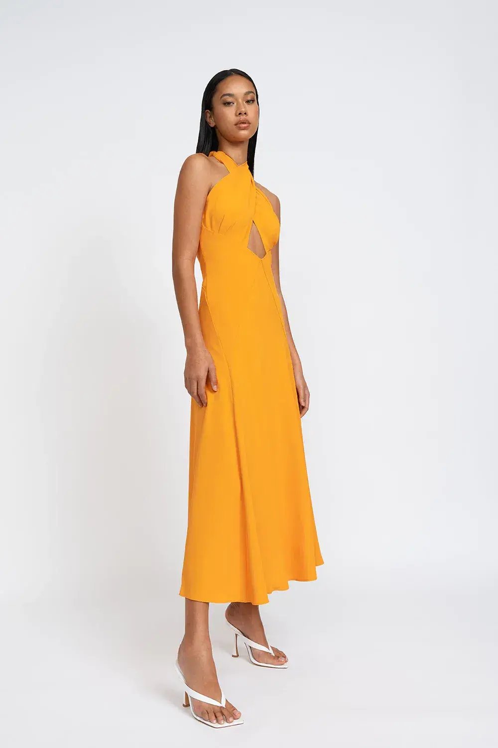 By Johnny Zina Midi Dress Orange Size 6 photo 3