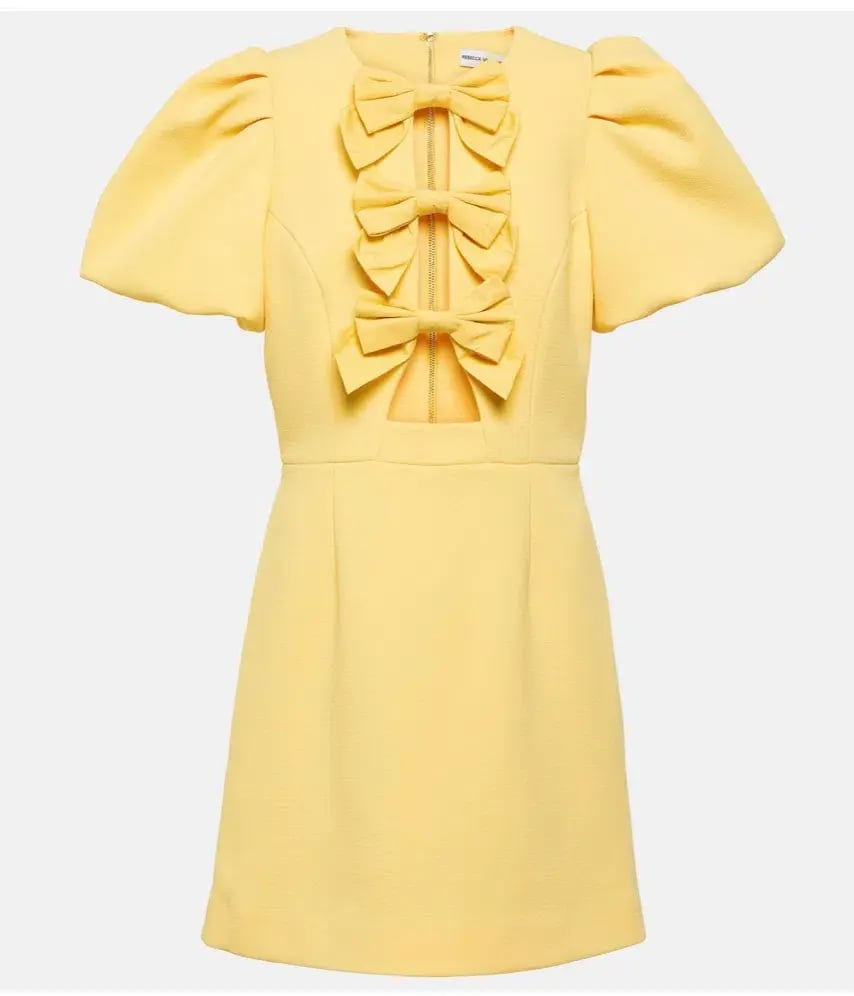Rebecca Vallance  Chloe Bow Mini Dress  Lemon Yellow Size 8 photo 5