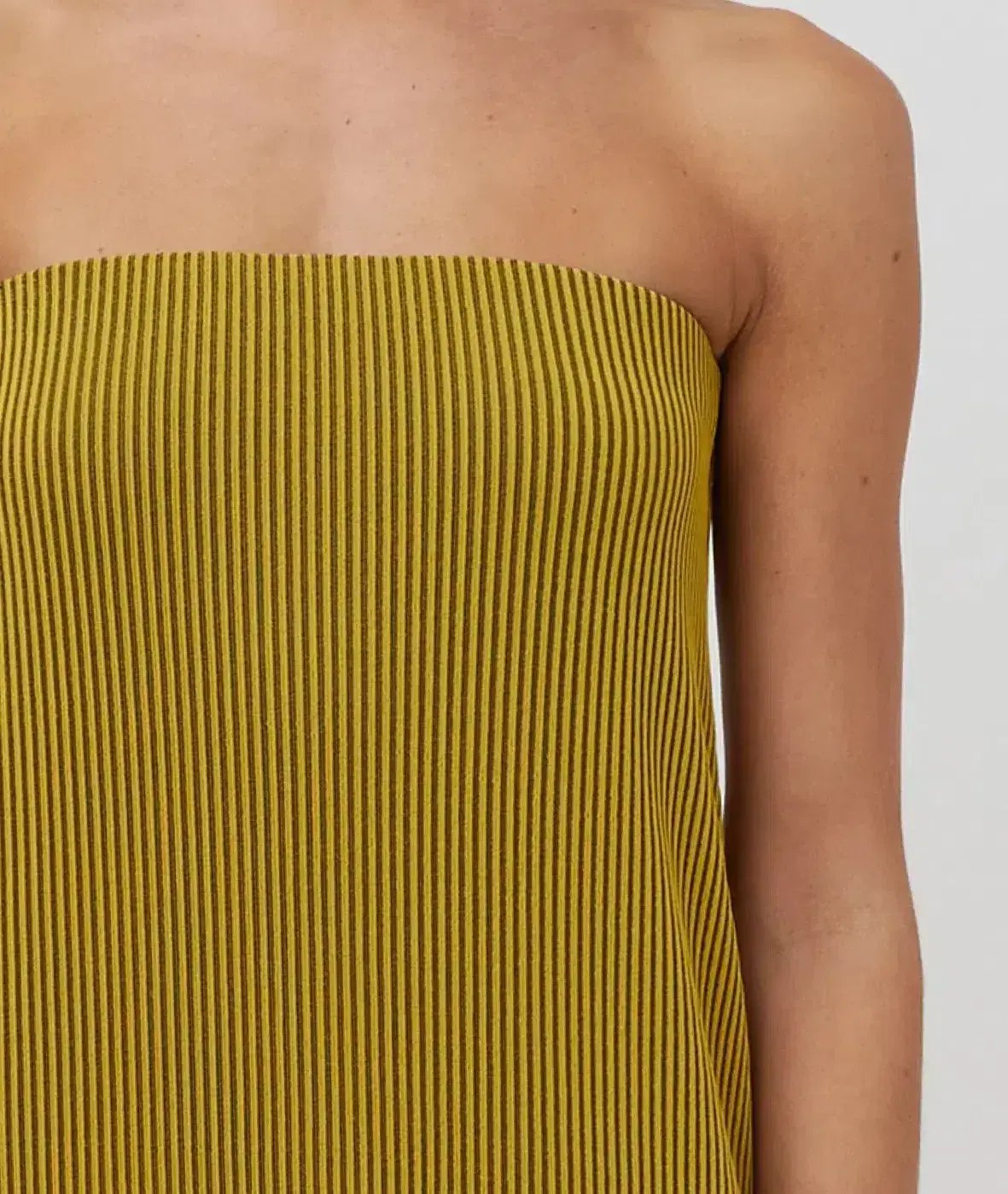 Camilla and Marc Izaro Strapless Maxi Column Dress in Brown/Gold Stripe Size 12 photo 2