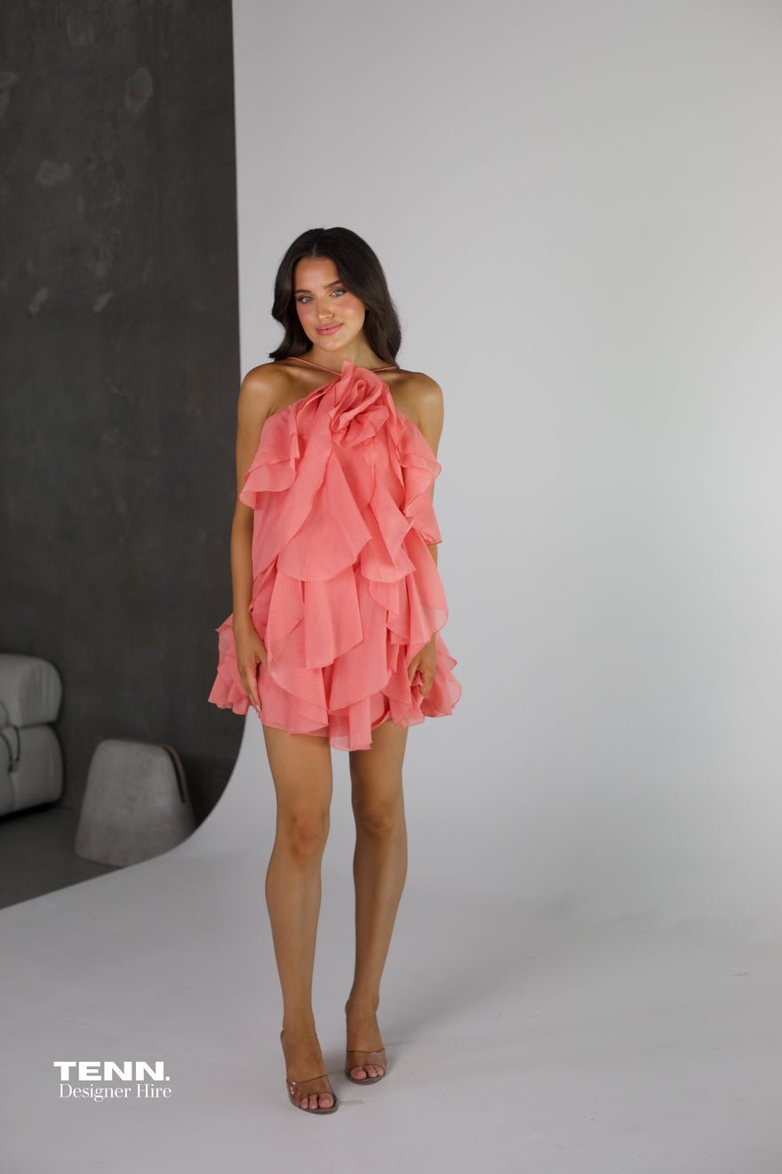 Aje Pandorea Layered Mini Dress - Washed Coral photo 3