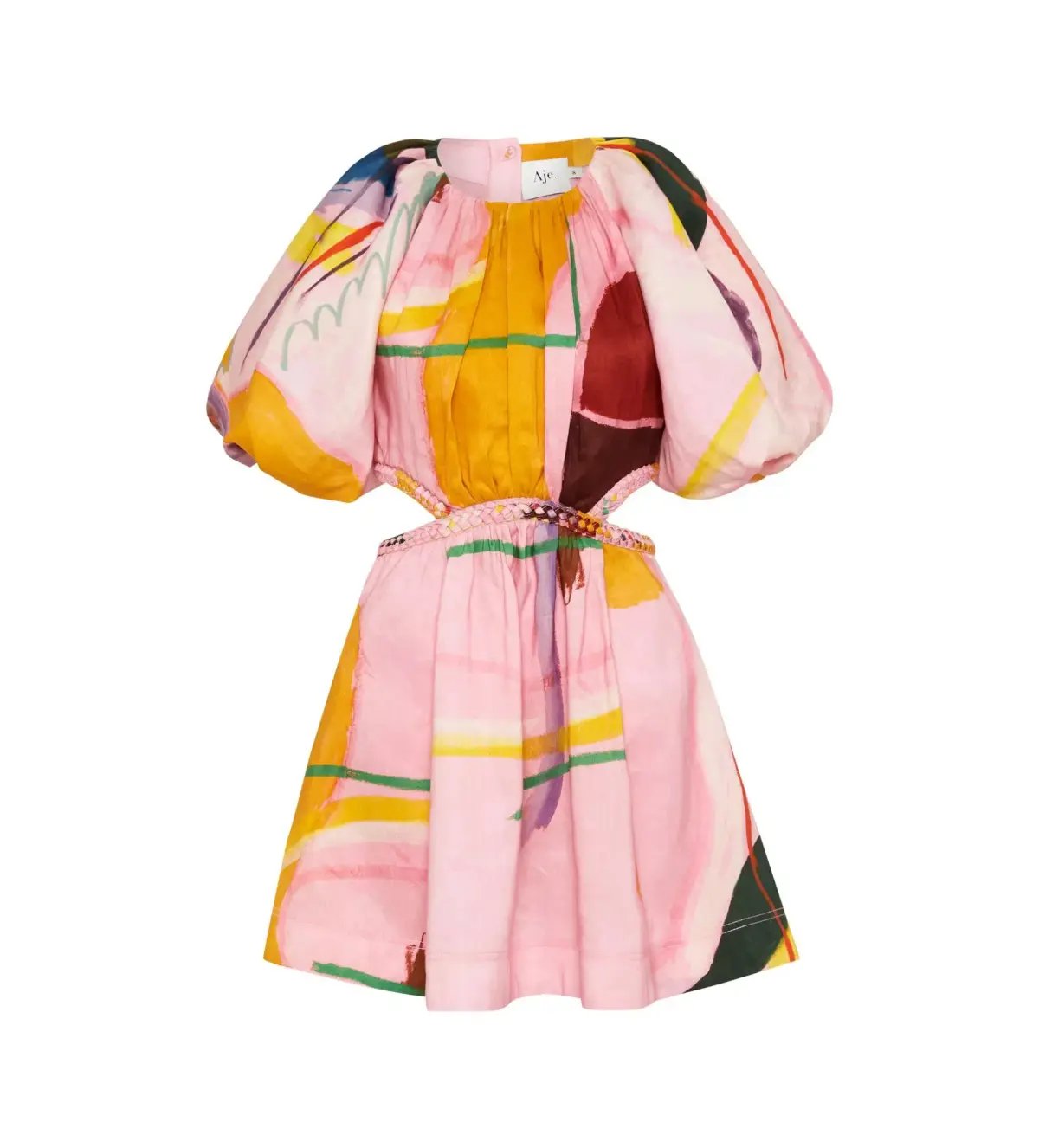 Aje Capucine Puff Sleeve Mini Dress Multi Size AU 12 photo 3