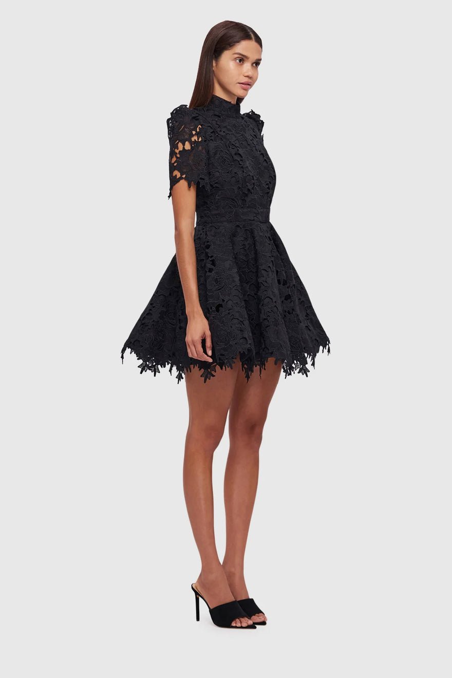 Leo Lin Elise Lace Short Sleeve Mini Dress - Ebony photo 2