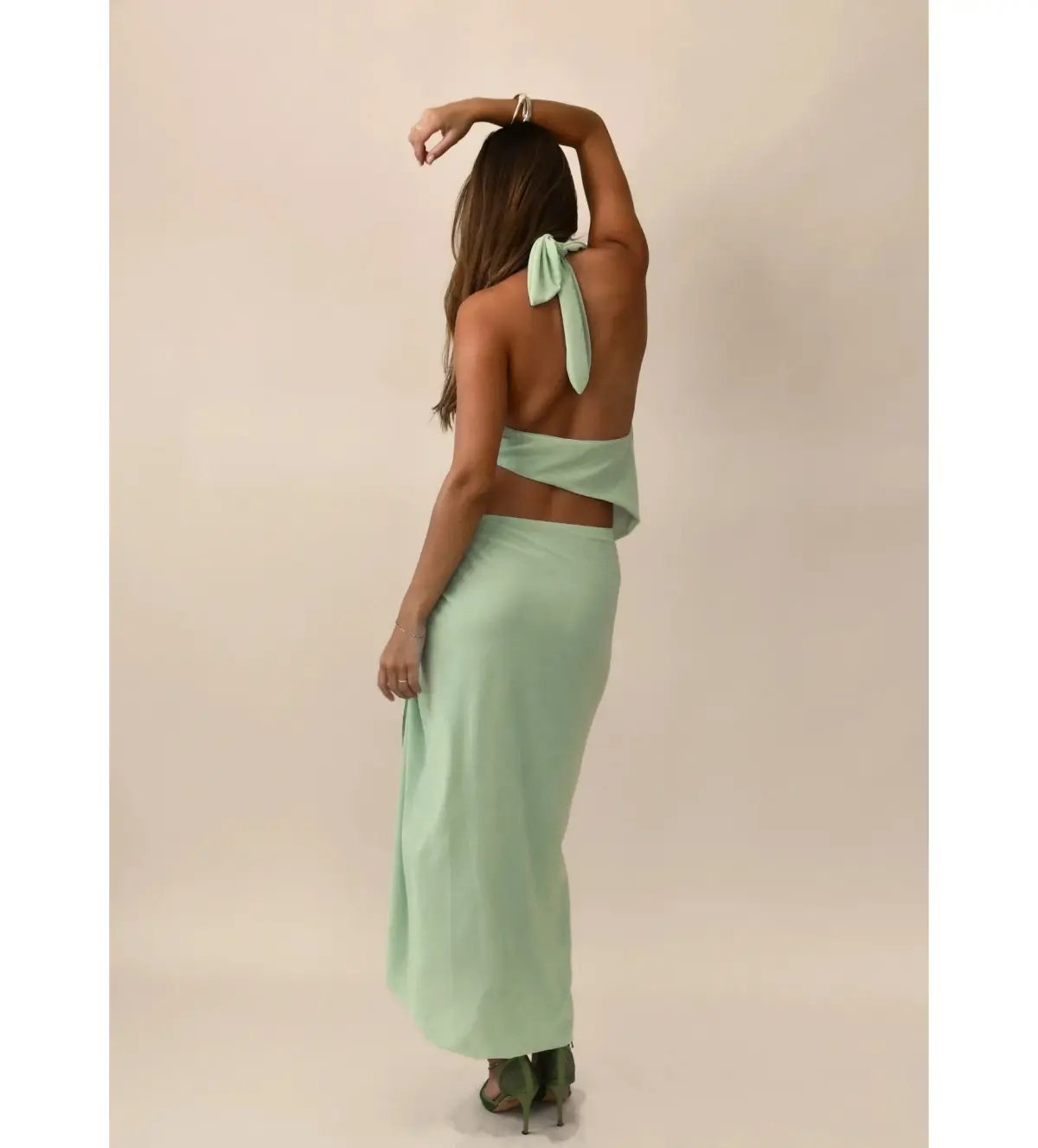 Koster Kulture Bobbies Top and Maxi Skirt Set Pistachio Size 8 photo 5