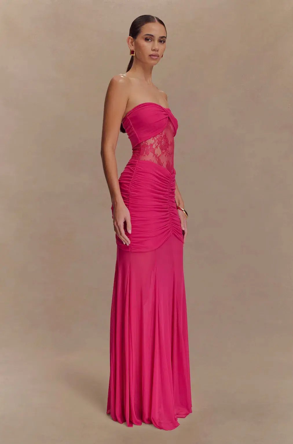 Meshki Khadijah Lace and Mesh Maxi Dress in Pink Size 10 photo 2