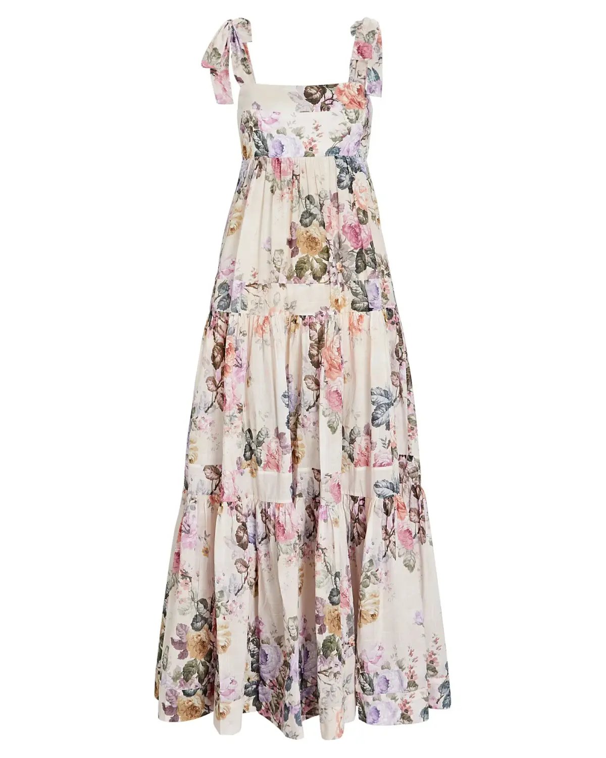 Zimmermann Brighton Antique Floral Shoulder Tie Maxi Dress Blush Size 1 / AU 10 photo 4