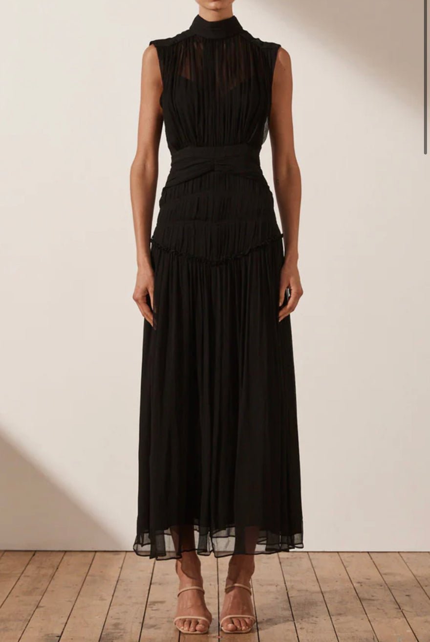 Shona Joy Clemence High Neck Midi Dress Black photo 2