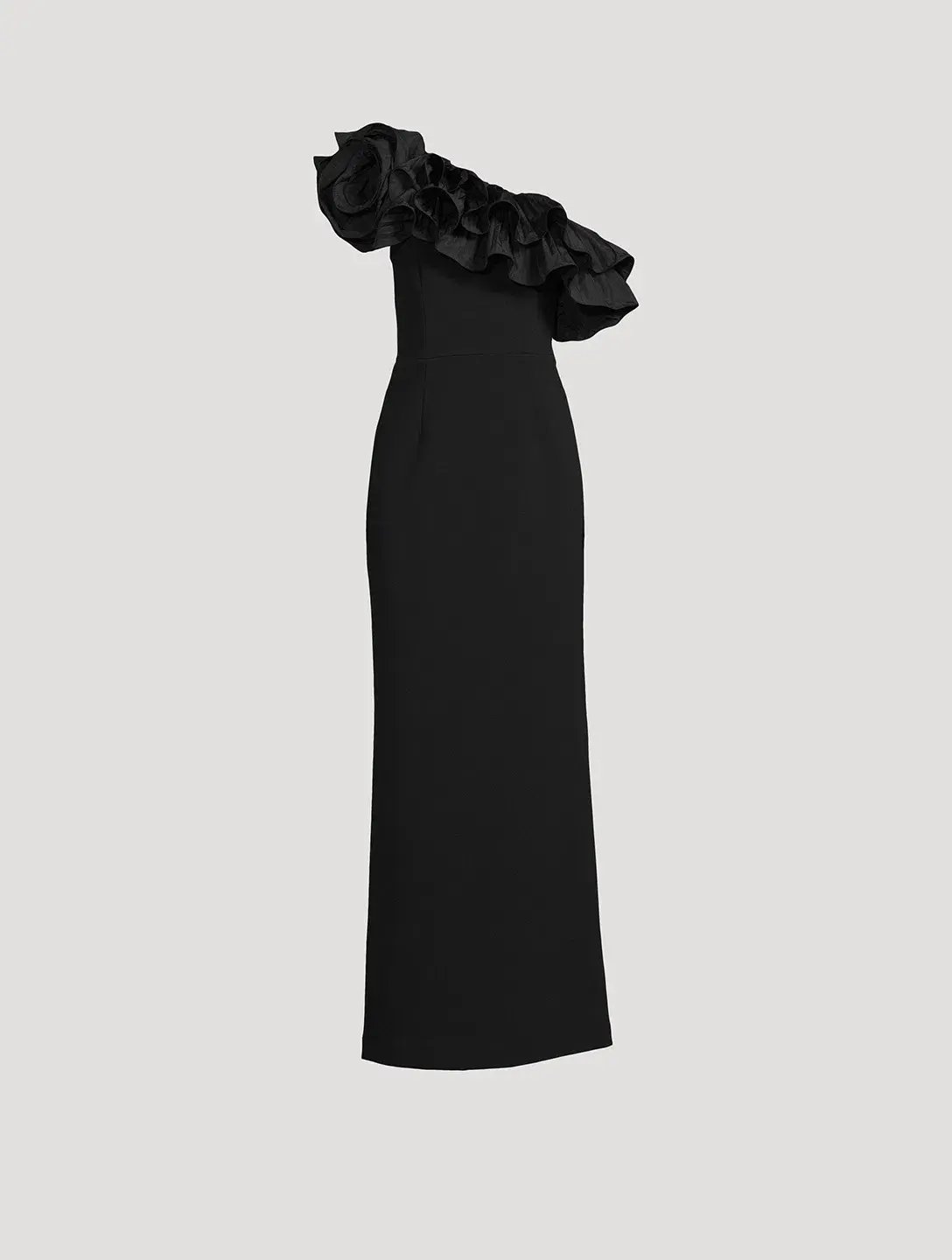 Rebecca Vallance Chloe One-Shoulder Taffeta-Trimmed Stretch Gown Black Size 6 photo 3