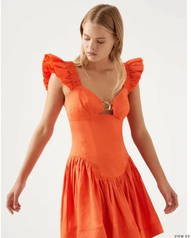 Aje Simone Frill Sleeve Mini Dress Orange Size 8 photo 2