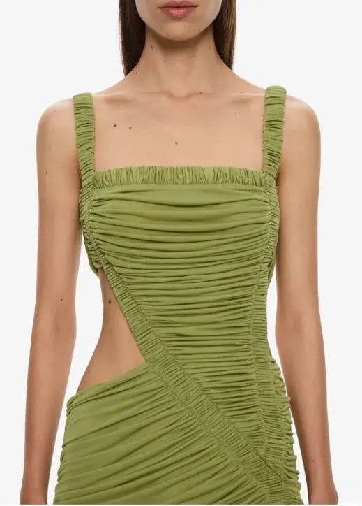 Christopher Esber Orion Separation Gown in Green Olive Size 8 photo 3