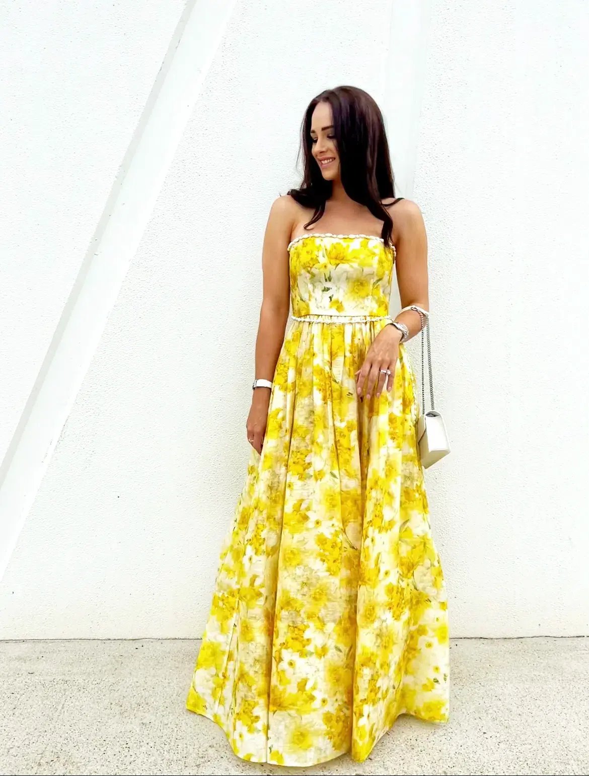 Zimmermann Wonderland Shell Gown Yellow Floral Size 1 / AU 10 photo 3