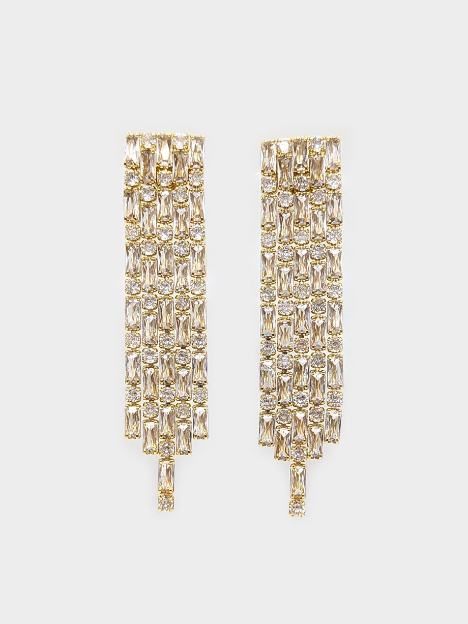 Celeste Starre Studio 54 Waterfall Crystal Earrings Gold photo 2