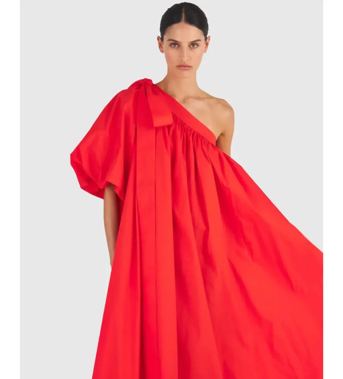 Oroton One Shoulder Dress in True Red Size 12 photo 2