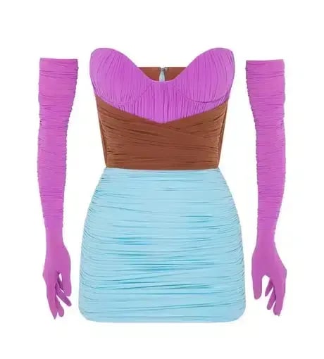 Alex perry ruched mini dress size 6 multicolor photo 3