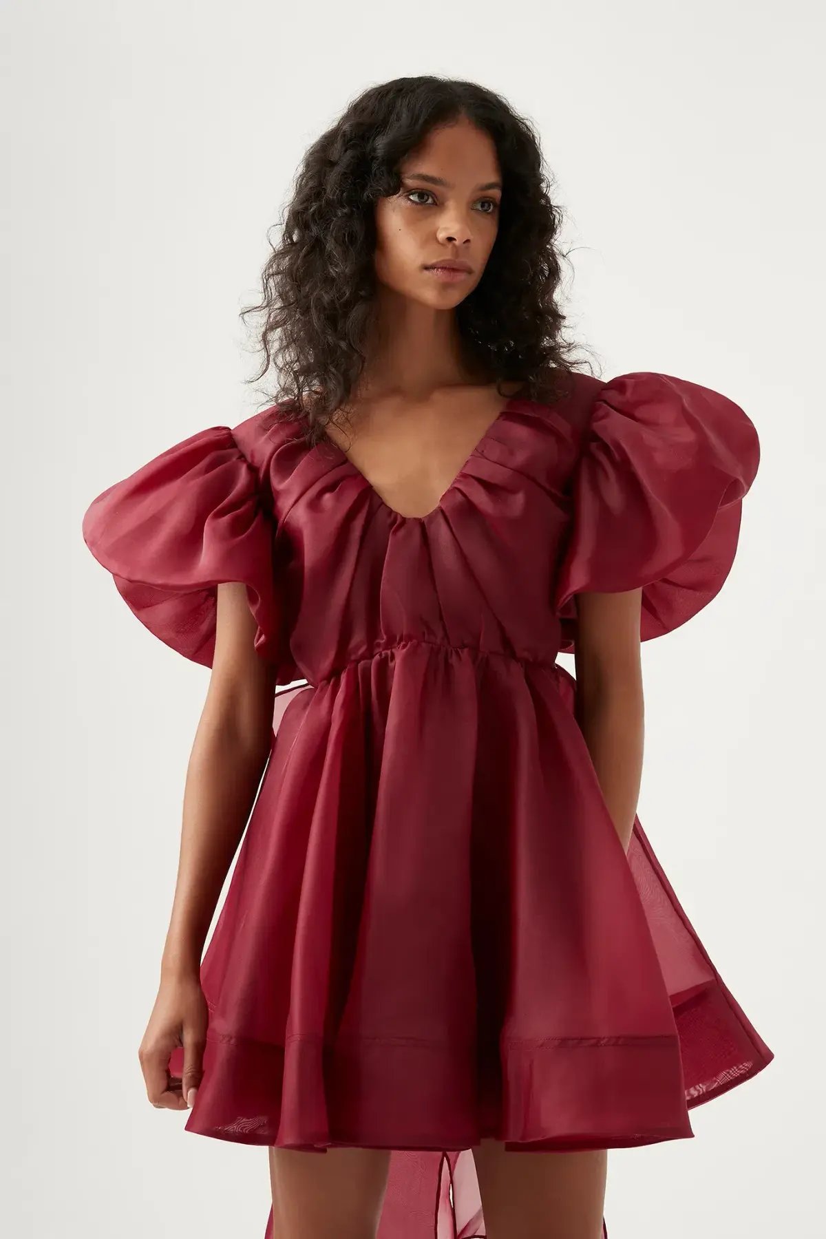 Aje Gretta Organza Mini Dress Burgundy Size 8 photo 2