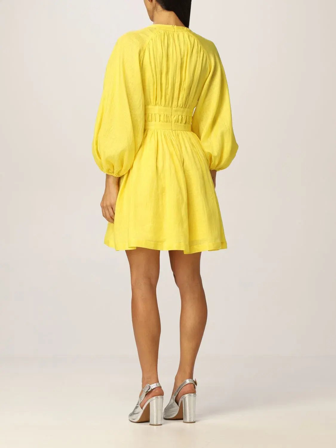 Zimmermann Shelly Plunge Mini Dress Yellow Size 0/Au 8 photo 3