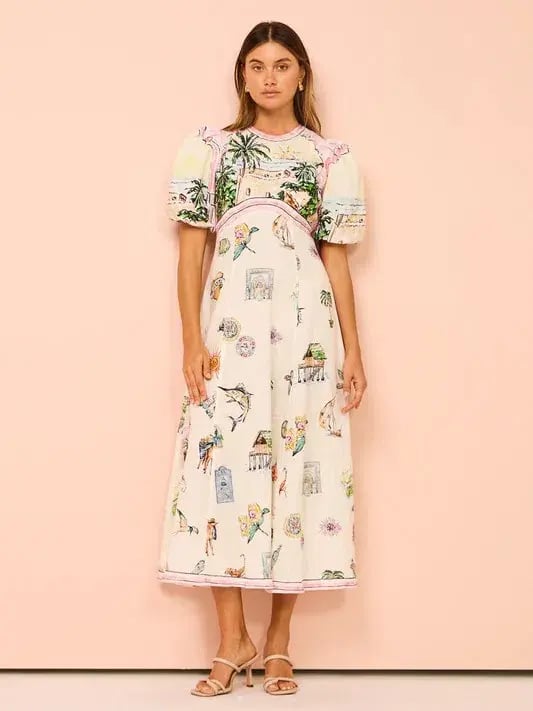 Alemais Sunset Midi Dress Print Size 10 photo 2